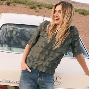 Anthropologie Vanessa Virginia Green Tiered Top